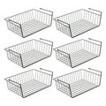 GENIYA Under Shelf Basket 6PCS Hanging Storage Basket for Pantry Cupboard Laundry Room Slide-in Baskets Organizer for Kitchen Counter Desk Bookshelf Space Saving Easy to Install Black