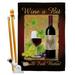 Breeze Decor BD-WI-HS-117021-IP-BO-D-IM10-BD 28 x 40 in. Wine a Bit Happy Hour & Drinks Impressions Decorative Vertical Double Sided House Flag Set with Pole Bracket Hardware