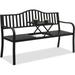 59 Garden Bench Cast Iron Steel Frame Patio Bench Furniture Chair Outdoor Waterproof Black Bench With Vertical Bar Design And Straight Legs For Park Yard Porch 2 Person Seating 800Lbs