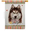 Breeze Decor 28 x 40 in. Dog Brown Siberian Husky Happiness Double-Sided Decorative Vertical House Flag