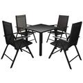 OWSOO 5 Piece Outdoor Dining Set with Folding Chairs Aluminium Black