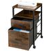 MONVANE File Cabinet with 2 Drawers for A4 Letter Size for Home Office Mobile Printer Stand with Storage Brown