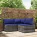 Carevas 3 Piece Patio Set with Cushions Gray Poly Rattan