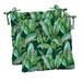 RSH DÃ©cor Indoor Outdoor Set of 2 Tufted Dining Chair Seat Cushions 18.5 x 16 Mekko Emerald Tropical Leaf