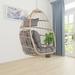 Egg Swing Chair without Stand Foldable Basket Chair with Cushion and Headrest Rattan Hanging Chair for Indoor Bedroom Outdoor Garden Backyard Light Gray