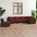 OWSOO 6 Piece Patio Set with Cushions Poly Rattan Brown