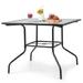 Costway 35 Patio Dining Table Tempered Glass Top Bistro Table with 1.5 Umbrella Hole