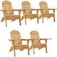 Folding Adirondack Chair Set Of 5 Outdoor 300LBS Solid Wood Garden Chair Weather Resistant Lounge Chairs For Garden/Yard/Patio/Lawn Natural Wood