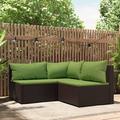 Tomshoo 3 Piece Patio Set with Cushions Brown Poly Rattan
