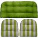 DÃ©cor Indoor Outdoor 3 Piece Tufted Wicker Cushion Set (Standard Green Green White Stripe)