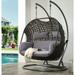 Contemporary Style ACME Vasta Patio Swing Chair with Stand Fabric & Wicker 1Set/3Ctn