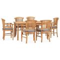 vidaXL Solid Teak Wood Garden Dining Set Chair 5/7 Piece with/without Cushion