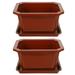 2 Sets Garden Plastic Planter Rectangle Flowerpot Bonsai Pot Gardening Bonsai Containers