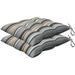 Indoor/Outdoor Stripe Stone Beige Square Tufted Seat Cushion: Recycled Polyester Fill Weather Resistant Pack Of 2 Patio Cushions: 17 W X 17 D X 4 T