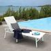 Patio Lounge Chair All-Flat 5 Positions Iron Patio Chaise Lounger With Armrests All Weather Lounger For Outdoor Garden Poolside Beach White