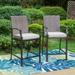 Summit Living 2-Piece Outdoor Counter Height Wicker Chairs with Cushions Patio Bar Stool Black & Gray