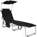 Tanning Chair Foldable Beach Lounge Chair With 360Â°Canopy Sun Shade Side Pocket 5-Position Adjustable Outdoor Beach Chaise Recliner For Patio Pool Yard Lawn (1 Black)