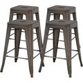 YRLLENSDAN Metal Bar Stools Set of 4 Counter Height Barstool Stackable Barstools 24 Inch Indoor Outdoor Patio Bar Stool Home Kitchen Dining Stool Backless Bar Chair Bronze