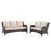 Ovios 2 Pieces Outdoor Patio Furniture with Sofa Wicker Patio Sectional with Loveseat for Backyard