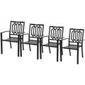 4 Pcs Metal Patio Dining Chairs Set Of 4 Black Outdoor Dining Chairs Stackable Bistro Deck Chairs For Garden Backyard Lawn Indoor/Outdoor Portable Chairs Support 300 Lbs