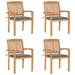 ametoys Stacking Patio Chairs with Cushions 4 pcs Solid Teak Wood