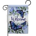 Breeze Decor G154100-BO Purple Butterflies Garden Flag Friends Bugs & Frogs 13 x 18.5 in. Double-Sided Decorative Vertical Flags for House Decoration Banner Yard Gift