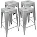 24 inches metal barstool set of 4 â€“ counter height backless bar stool for kitchen island breakfast outdoors pub restaurant home patio â€“ stackable heavy duty modern & industrial (silver)