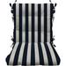 Indoor Outdoor Tufted High Back Chair Cushion Choose Color (Navy Blue White Stripe)