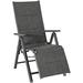 Reclining Patio Chairs 7 Positions Adjustable Backrest Outdoor Folding Recliners Aluminum Padded Lounge Chair Lawn Porch Furniture (1 Gray)
