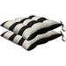 Indoor/Outdoor Cabana Stripe Black and Cream Tufted Seat Cushion: Recycled Polyester Fill Weather Resistant Pack of 2 Patio Cushions: 17 W x 17 D x 4 T