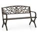 50â€˜â€™ Outdoor Garden Bench Patio Park Bench Cast Iron Metal Frame Furniture With Floral Design Backrest For Porch Yard Lawn Deck Bronze