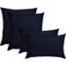 Set Of 4 Indoor / Outdoor Pillows - 2 Square Pillows & 2 Rectangle / Lumbar Decorative Throw Pillows - Solid Navy Blue Fabric (17 X 17 Square & 12 X 20 Lumbar)