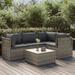 vidaXL 5 Piece Patio Lounge Set with Cushions Gray Poly Rattan