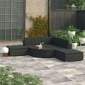 OWSOO 6 Piece Garden Set with Cushions Poly Rattan Black