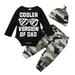 6 Months Baby Boys Clothes 12 Months Boys 3PCS Outfits Set Letter Glasses Print Infant Boys Long Sleeve Top Camo Pants Set with Hat Black