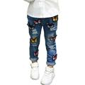 Fashion Baby Girls Waist Jeans Pants Cool Butterfly Embroidery Denim Trousers Kids Girl s Casual Jeans Leggings Pant