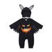 Infant Baby Black Bat Costumes Cloak Romper with Hat Halloween Bat Outfits 3-24 Months