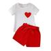 HIBRO Outfits for Girls Kids Baby Gab Girl Kids Toddler Baby Girls Spring Summer Print Cotton Ribbed Short Sleeve Tshirt Shorts Outfits Clothes