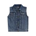 Licupiee Kids Girls Boys Denim Vest Jacket Sleeveless Turn-down Collar Button Closure Jeans Vest Casual Jacket Outwear