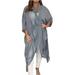 Darzheoy Plus Size Cardigan for Women Solid Color Chiffon Cardigan Long Loose Shirts Breathable Cardigan Casual Lightweight Fall Coat Gray
