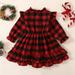 Aayomet Toddler Girls Dress Winter Long Sleeved Black Red Plaid Dress Princess Dress Casual Skirt Outwear (Red 1-2 Years)