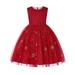 HIBRO Mini Dress Long Sleeve Girls One Dress Toddler Kids Girls Prints Sleeveless Party Hoilday Wedding Event Ball Gown Court Style Tulle Mesh Dress Princess Clothes