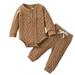 HIBRO Toddler Girl Outfit Gift Baskets for Baby Girl Baby Girls Boys Autumn Winter Long Sleeve Solid Thickened Warm Romper Tops Pants 2PCS Outfits Clothes Set