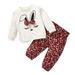 Godderr Toddler Baby Girls 2Pcs Spring Autumn Sweatshirt Set Newborn Rabbit Bow Cartoon Crew Neck Sweatsuit+Printing Pants 2pcs Outfits