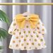 Aayomet Winter Dress for Girls Baby Girls Patchwork Long Ruffled Sleeve Bowknot Polka Dot Princess Dress (Yellow 2-3 Years)