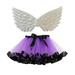 Odeerbi Toddler Skirt Kids Girls Tulle Tutu Skirt Sequin Skirt Party Dance Cosplay Skirt with Wing Sets Purple