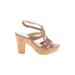 Adrienne Vittadini Heels: Tan Print Shoes - Women's Size 10 - Open Toe