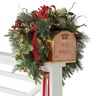 Christmas Cheer Mailbox Swag - Frontgate - Outdoor Christmas Decorations