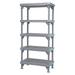 Quantum Storage Systems Millenia Shelving Unit 36 W x 18 D x 86 H 5 open grid shelves with removable shelf mats and 4 posts - Gray Finish