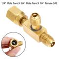 Tee Adapter 1/4X1/4X1/4\ SAE Flare Add Gauge Deep Vacuum Pump/Manifold Set